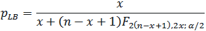 binomial confidence interval lower bound equation